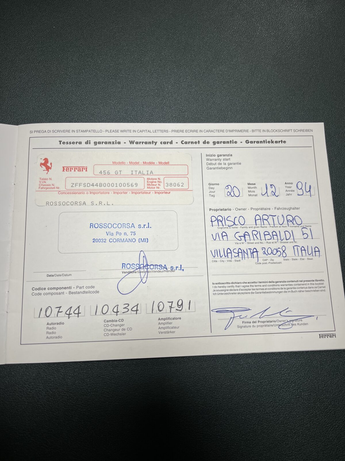 Ferrari 456 GT Année 1994 voiture de collection à vendre