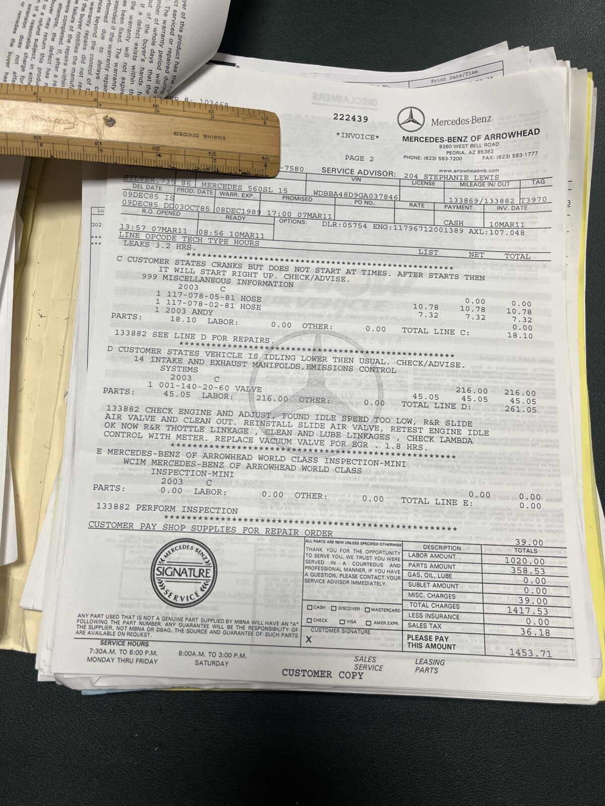 Mercedes 560 SL Année 1986 voiture de collection à vendre