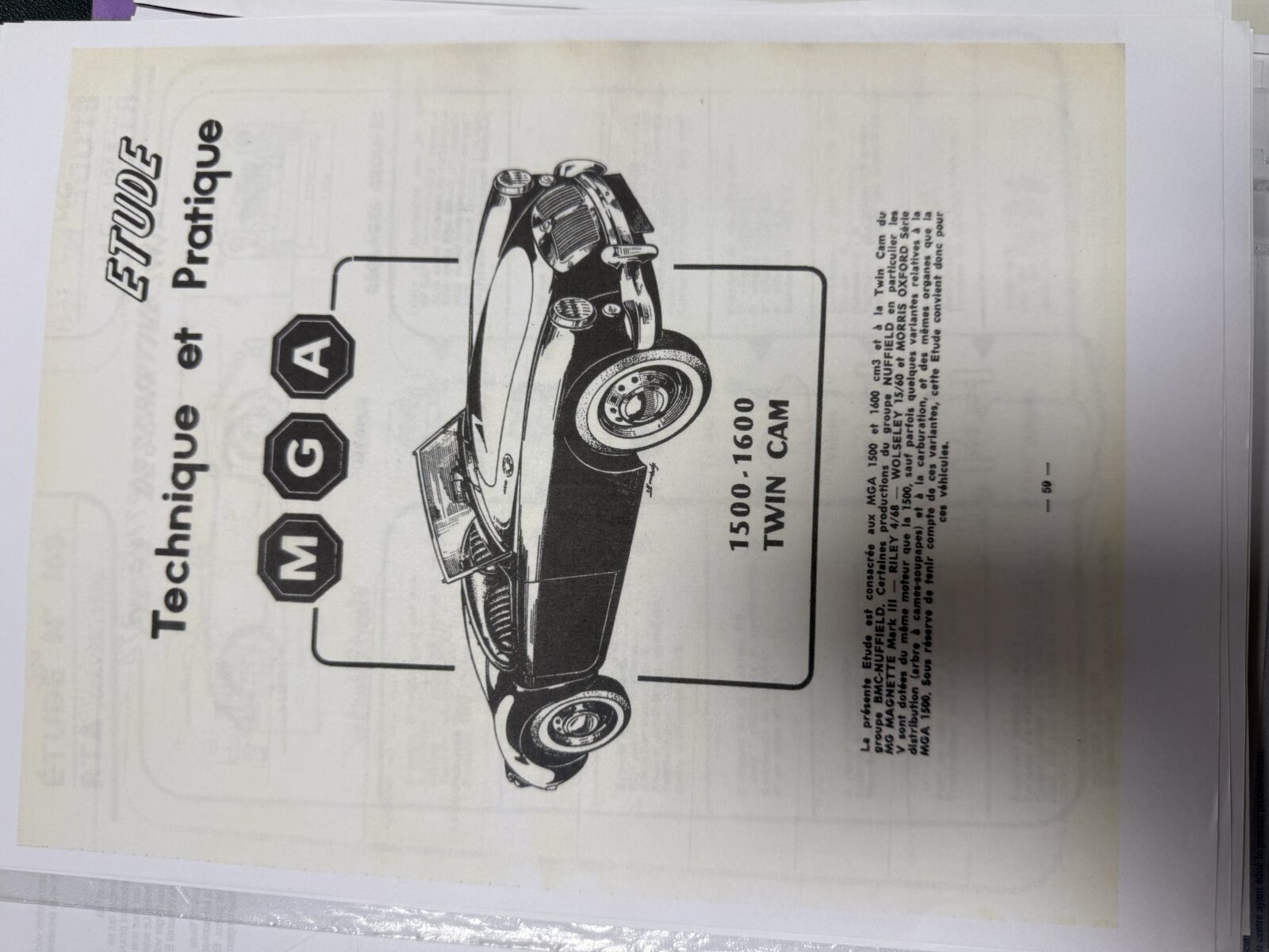 MG A 1600 Année 1962 voiture de collection à vendre