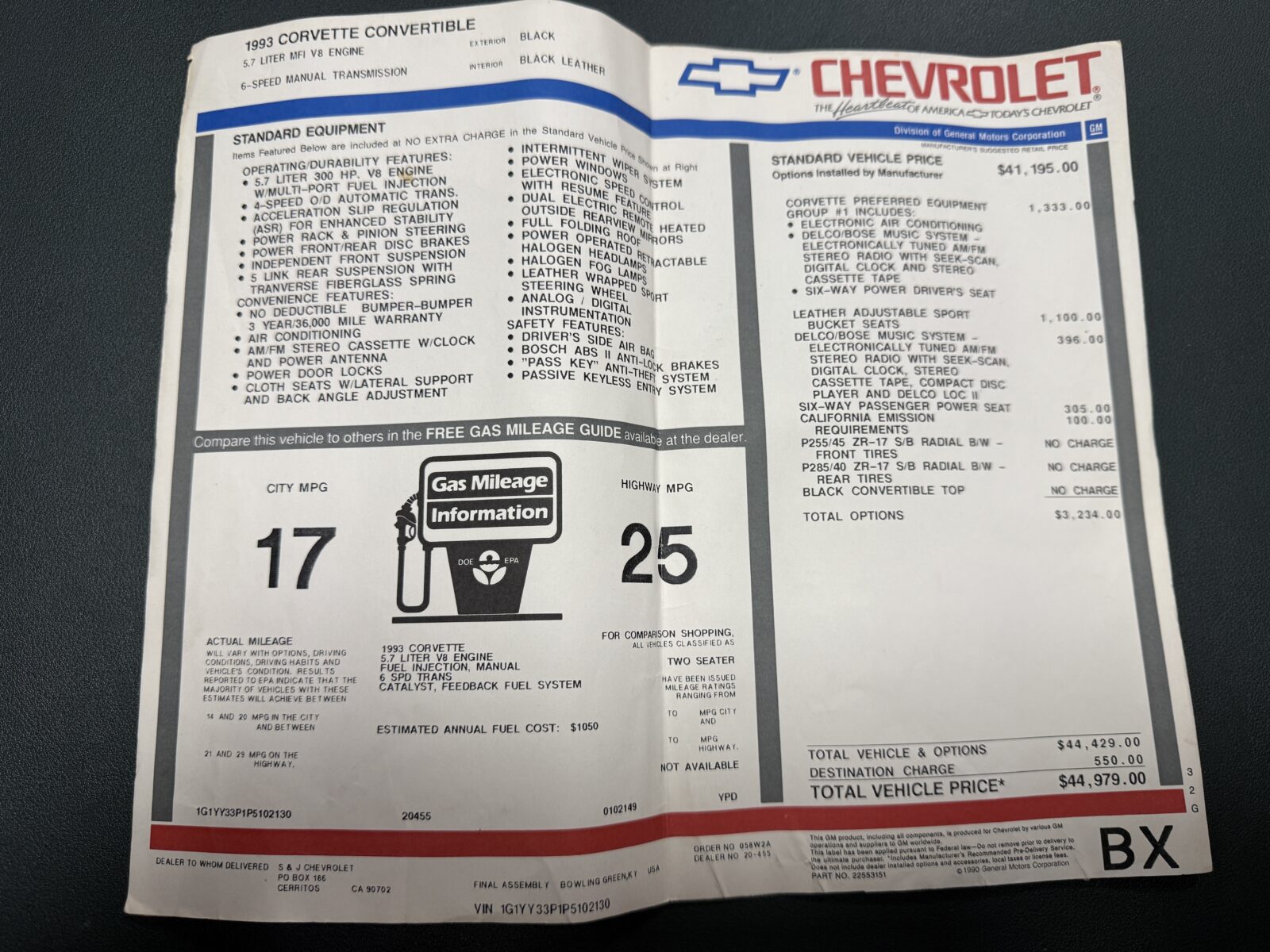 Chevrolet Corvette C4 Année 1993 voiture de collection à vendre